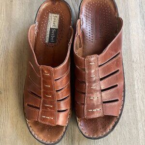 Josef Seibel Vintage Eliza Leather Open Toe Shoes Brandy Women's 42/10.5